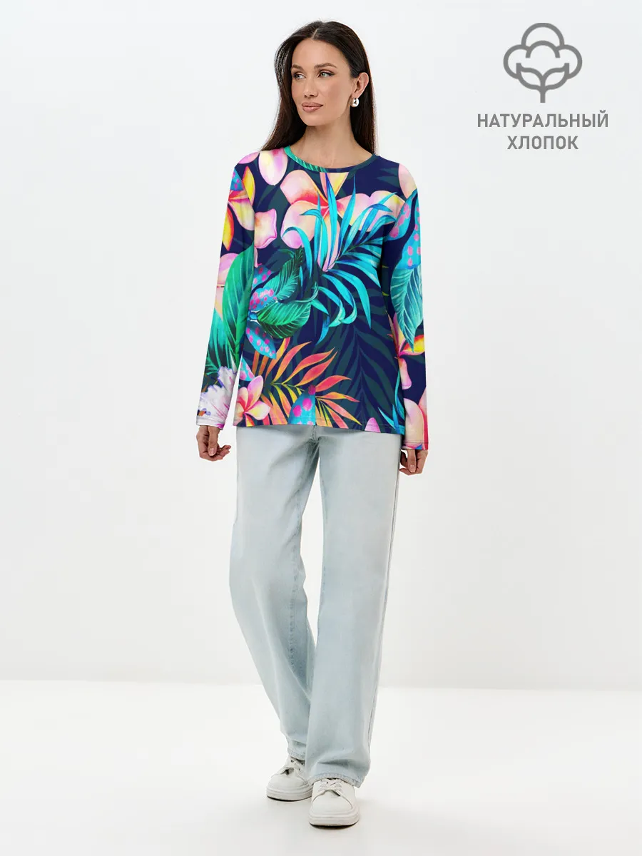 Лонгслив женский. Хлопок / TROPIC FLOWER