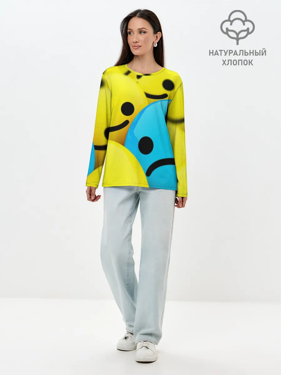 Лонгслив женский. Хлопок / СМАЙЛИКИ