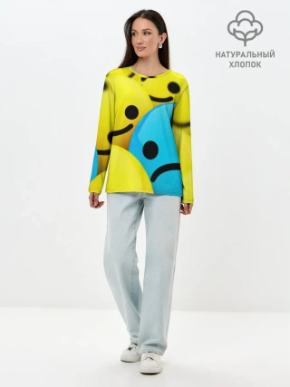 Лонгслив женский. Хлопок / СМАЙЛИКИ