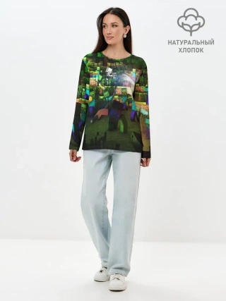 Лонгслив женский. Хлопок / MINECRAFT Creeper