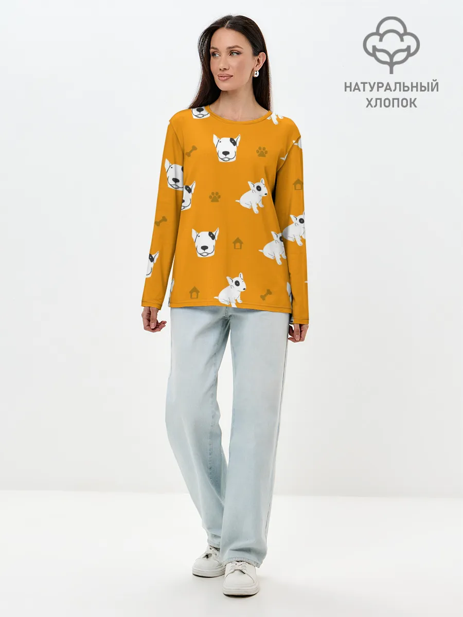 Лонгслив женский. Хлопок / Английский бультерьер