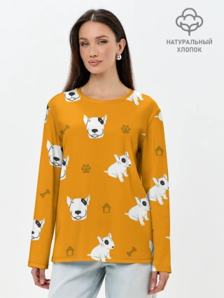 Лонгслив женский. Хлопок / Английский бультерьер