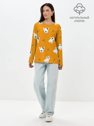 Лонгслив женский. Хлопок / Английский бультерьер