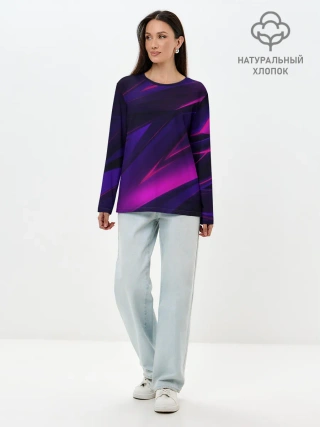 Лонгслив женский. Хлопок / GEOMETRY STRIPES NEON