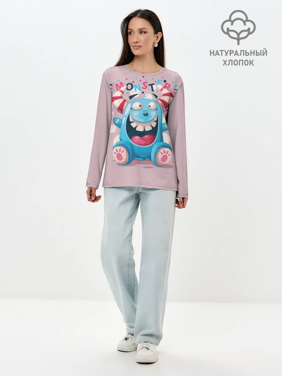 Лонгслив женский. Хлопок / MONSTER