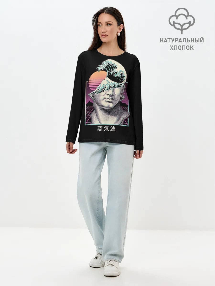 Лонгслив женский. Хлопок / Retro wave