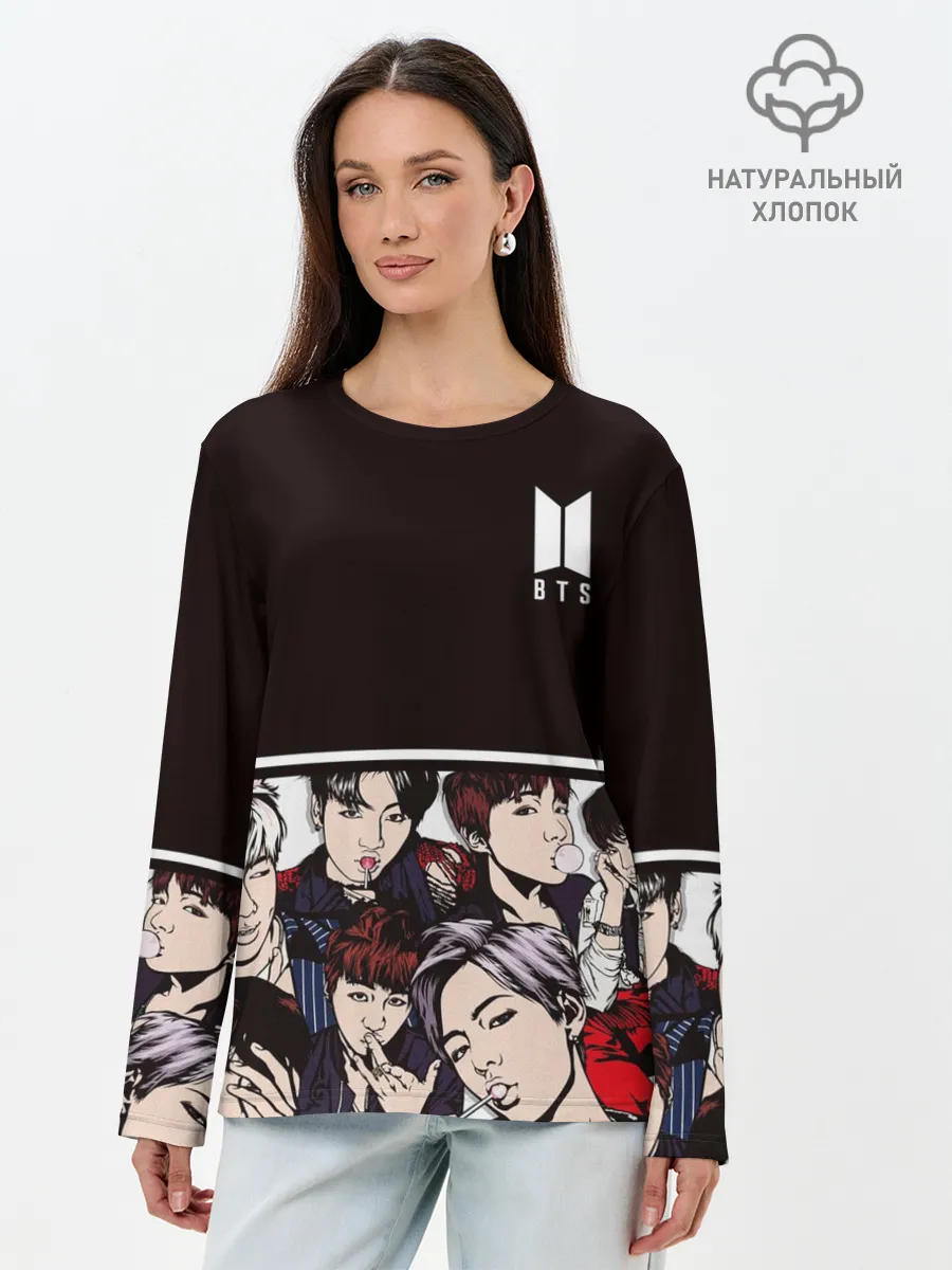 Лонгслив женский. Хлопок / BTS