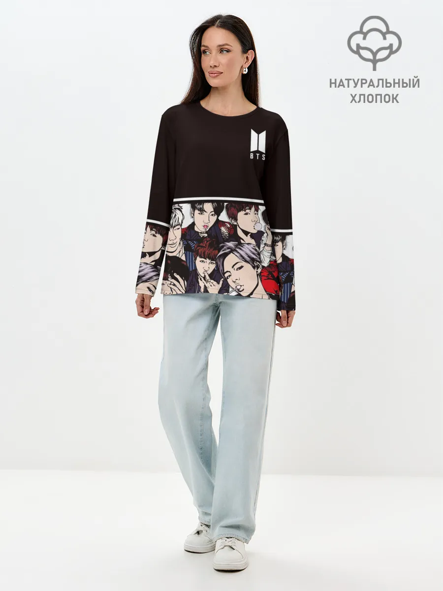 Лонгслив женский. Хлопок / BTS
