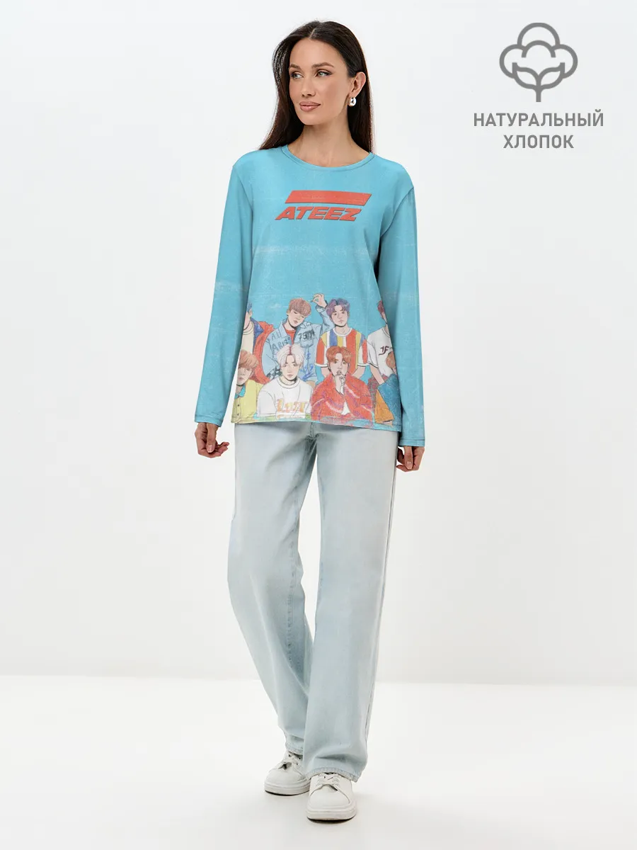 Лонгслив женский. Хлопок / Ateez K-pop