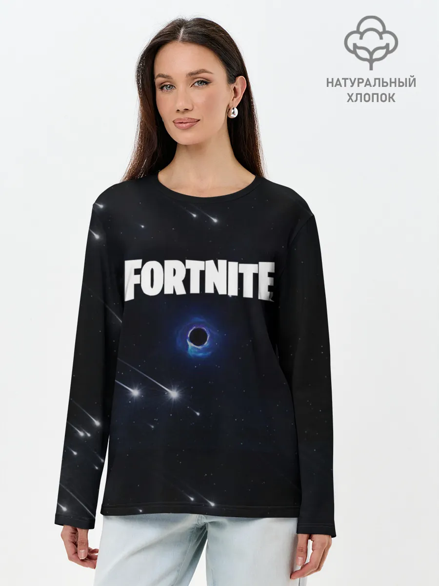 Лонгслив женский. Хлопок / Fortnite black hole