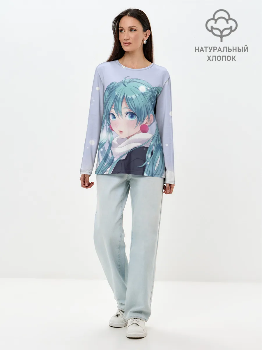 Лонгслив женский. Хлопок / Hatsune Miku. Winter