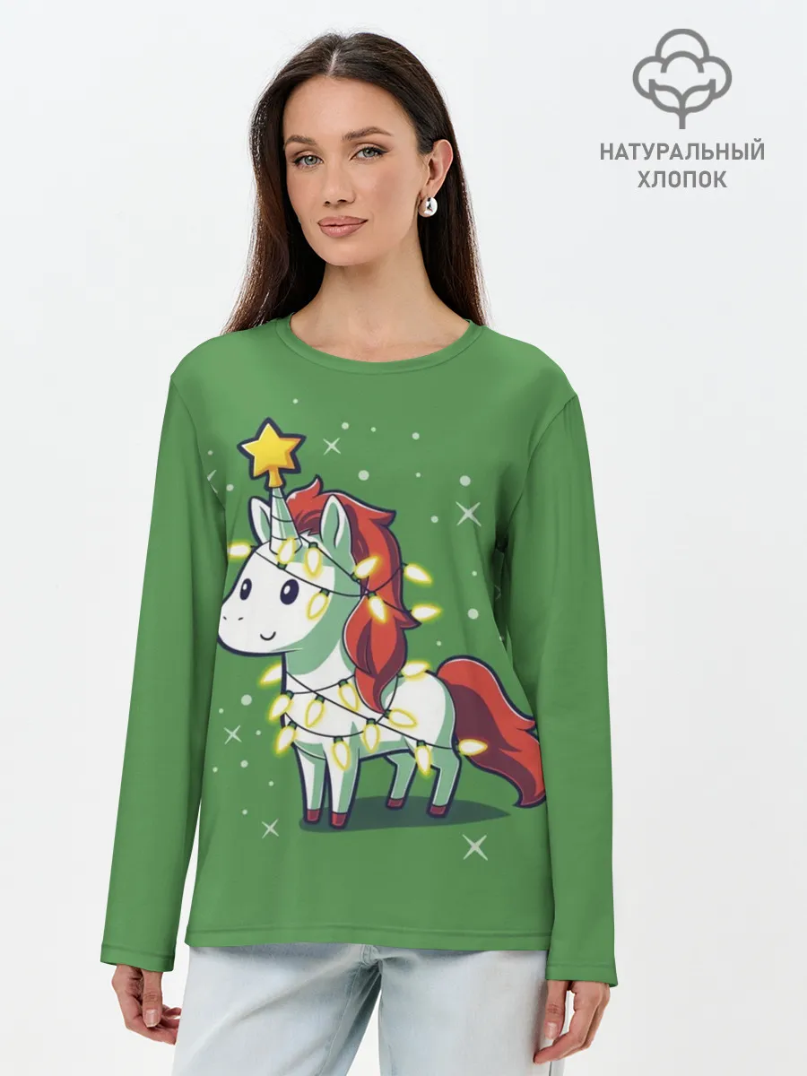 Лонгслив женский. Хлопок / Magical Unicorn