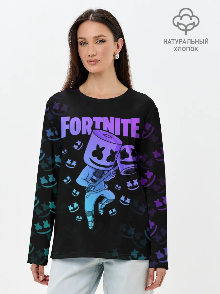 Лонгслив женский. Хлопок / FORTNITE MARSHMELLO