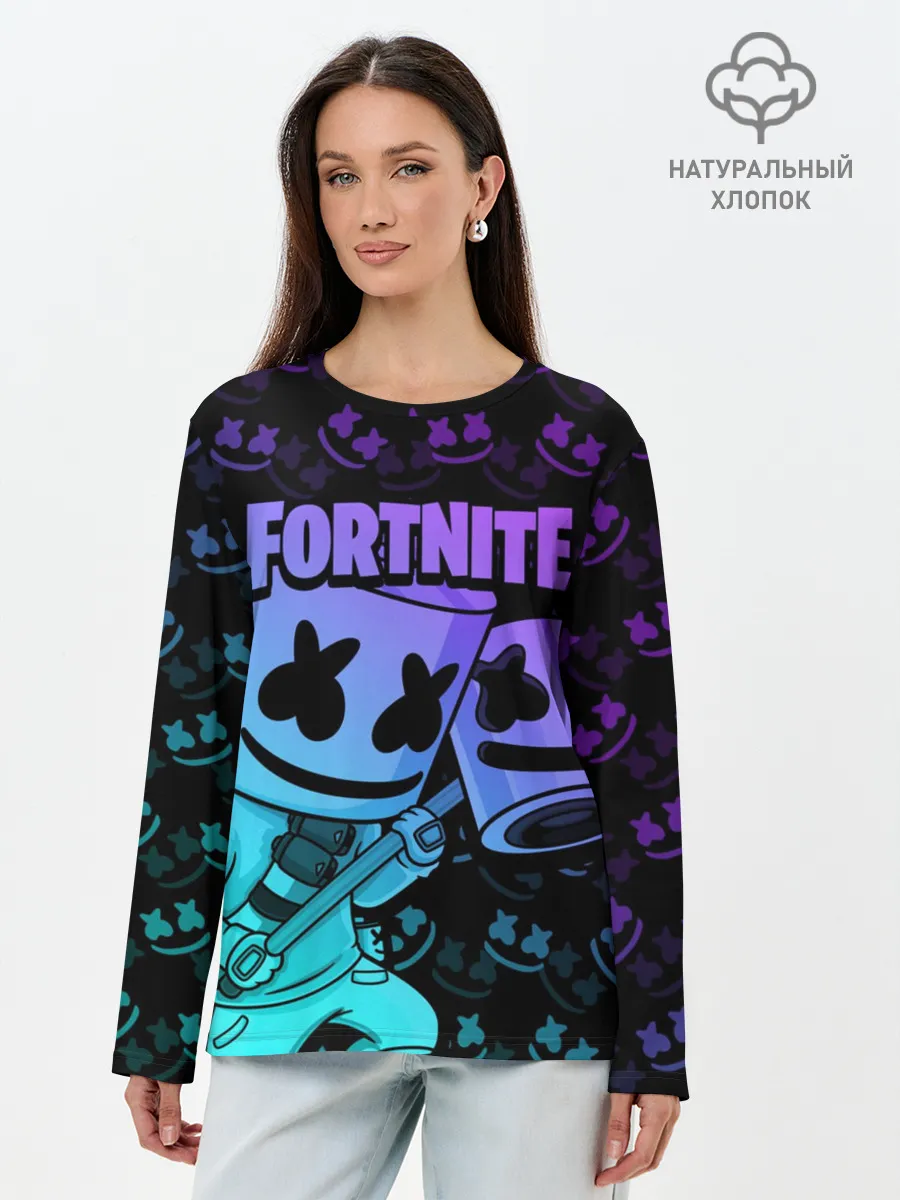 Лонгслив женский. Хлопок / FORTNITE MARSHMELLO
