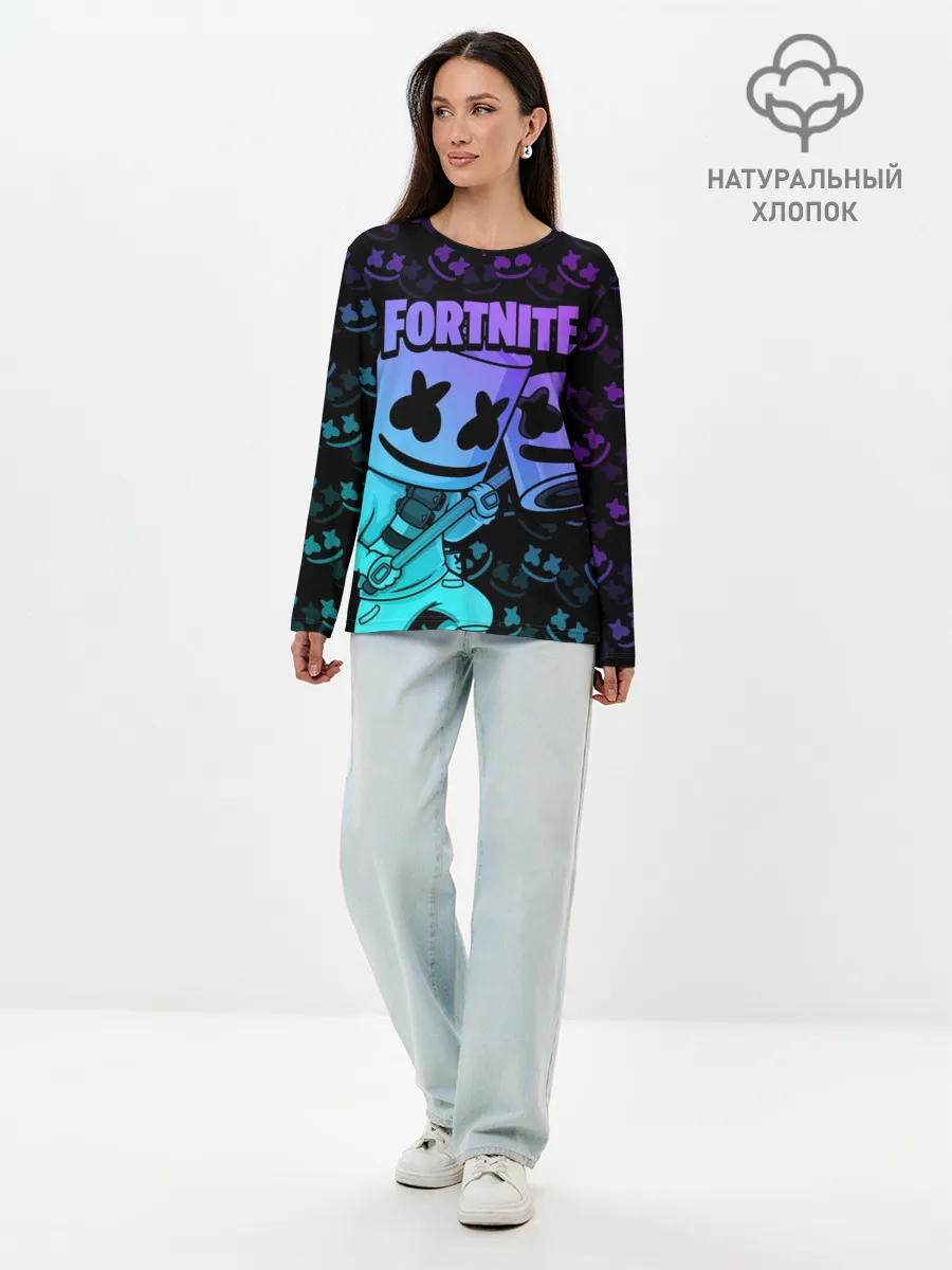 Лонгслив женский. Хлопок / FORTNITE MARSHMELLO