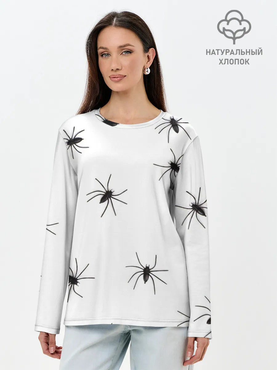 Лонгслив женский. Хлопок / Пауки