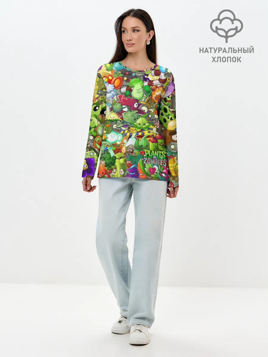 Лонгслив женский. Хлопок / Plants vs Zombies