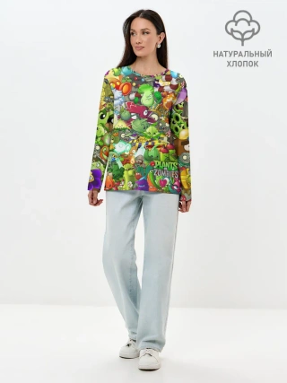 Лонгслив женский. Хлопок / Plants vs Zombies