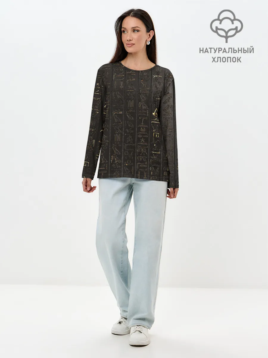Лонгслив женский. Хлопок / Egypt Hieroglyphs