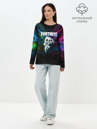 Лонгслив женский. Хлопок / Fortnite x Marshmallow.