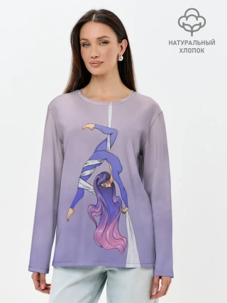 Лонгслив женский. Хлопок / Гимнастка на полотне