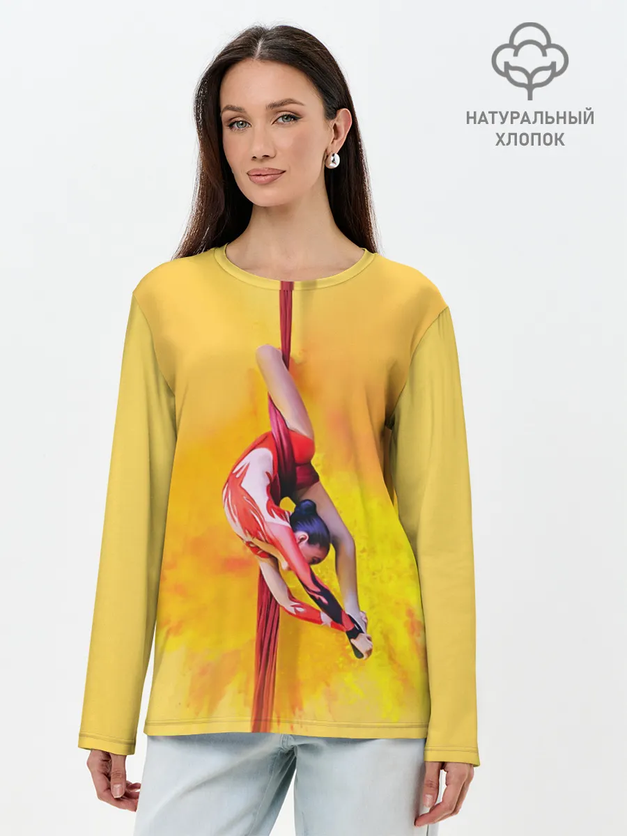 Лонгслив женский. Хлопок / Гимнастика на полотнах