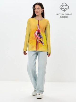 Лонгслив женский. Хлопок / Гимнастика на полотнах