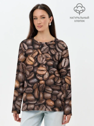 Лонгслив женский. Хлопок / Coffee