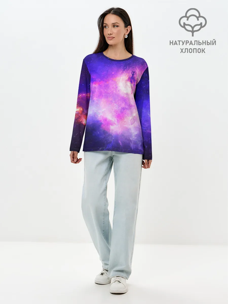 Лонгслив женский. Хлопок / КОСМИЧЕСКИЕ КРАСКИ