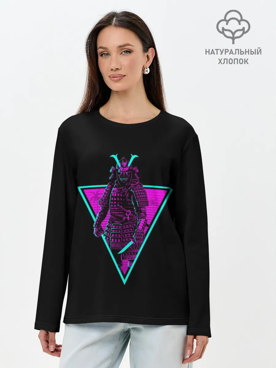 Лонгслив женский. Хлопок / Samurai Retro Neon