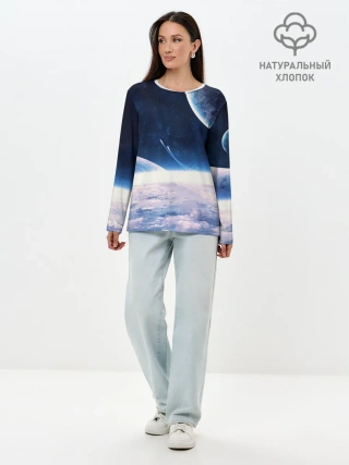 Лонгслив женский. Хлопок / Космос