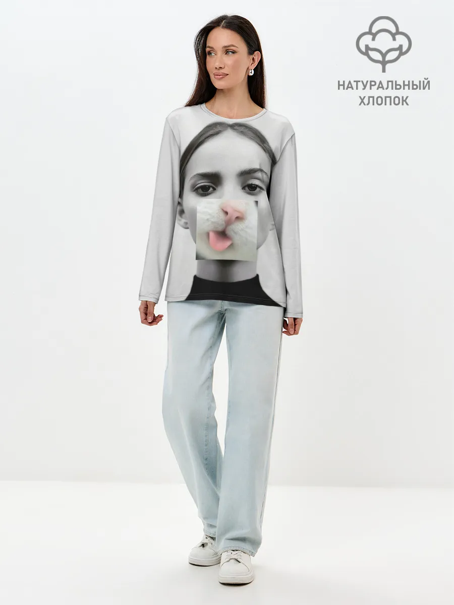 Лонгслив женский. Хлопок / kitty face