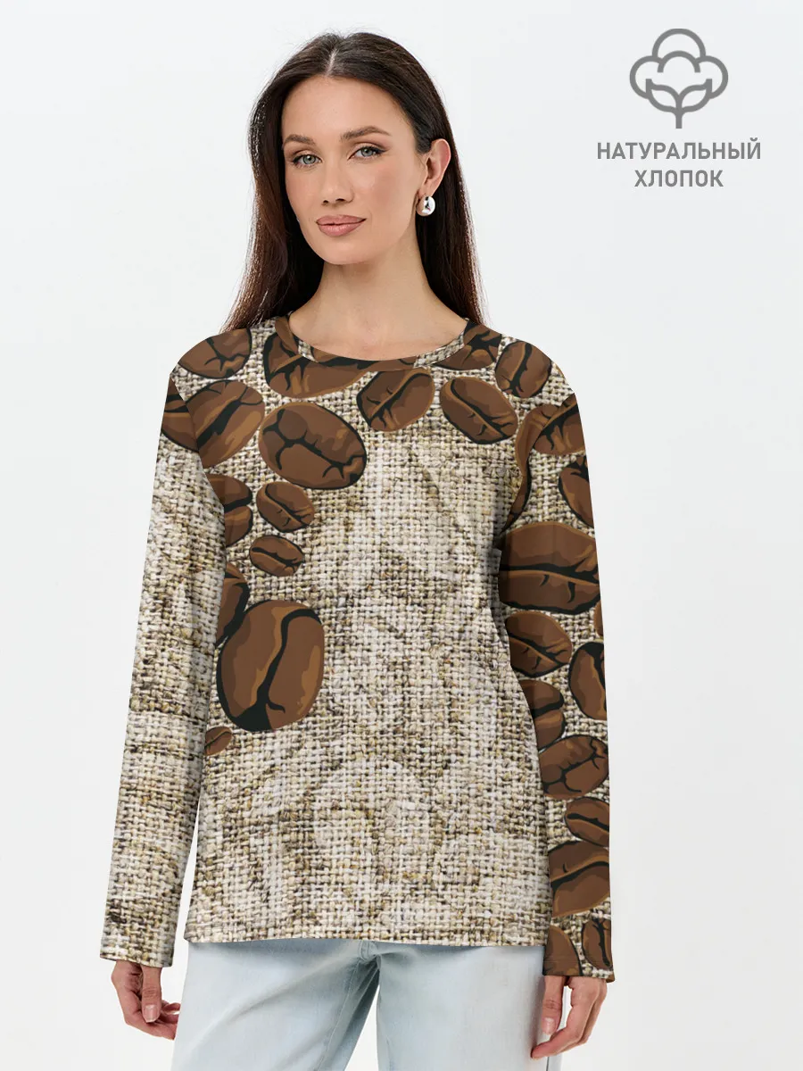 Лонгслив женский. Хлопок / Кофейные зёрна