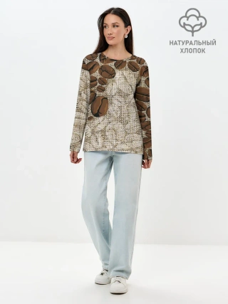 Лонгслив женский. Хлопок / Кофейные зёрна