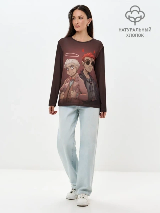 Лонгслив женский. Хлопок / Азирафель и Кроули