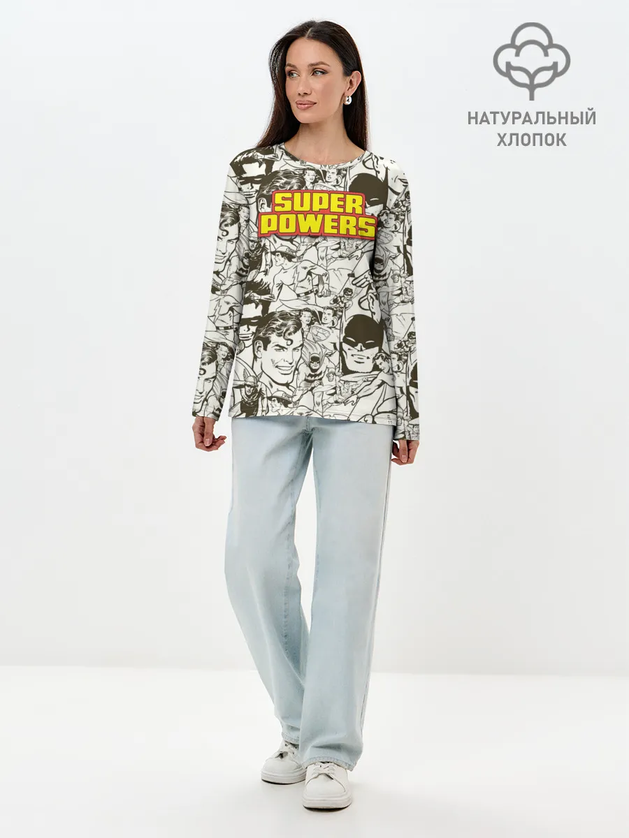 Лонгслив женский. Хлопок / Super Powers
