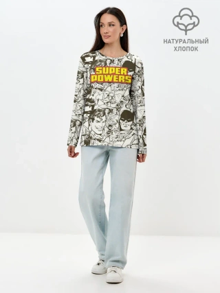 Лонгслив женский. Хлопок / Super Powers