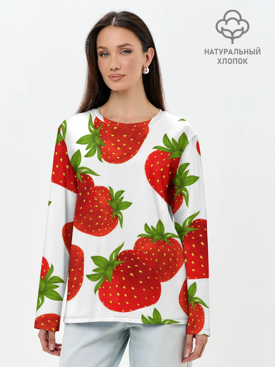 Лонгслив женский. Хлопок / Клубника