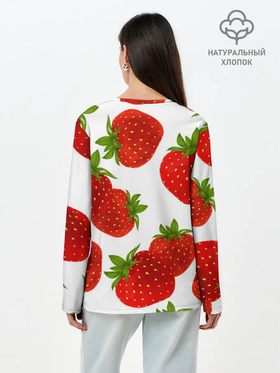 Лонгслив женский. Хлопок / Клубника