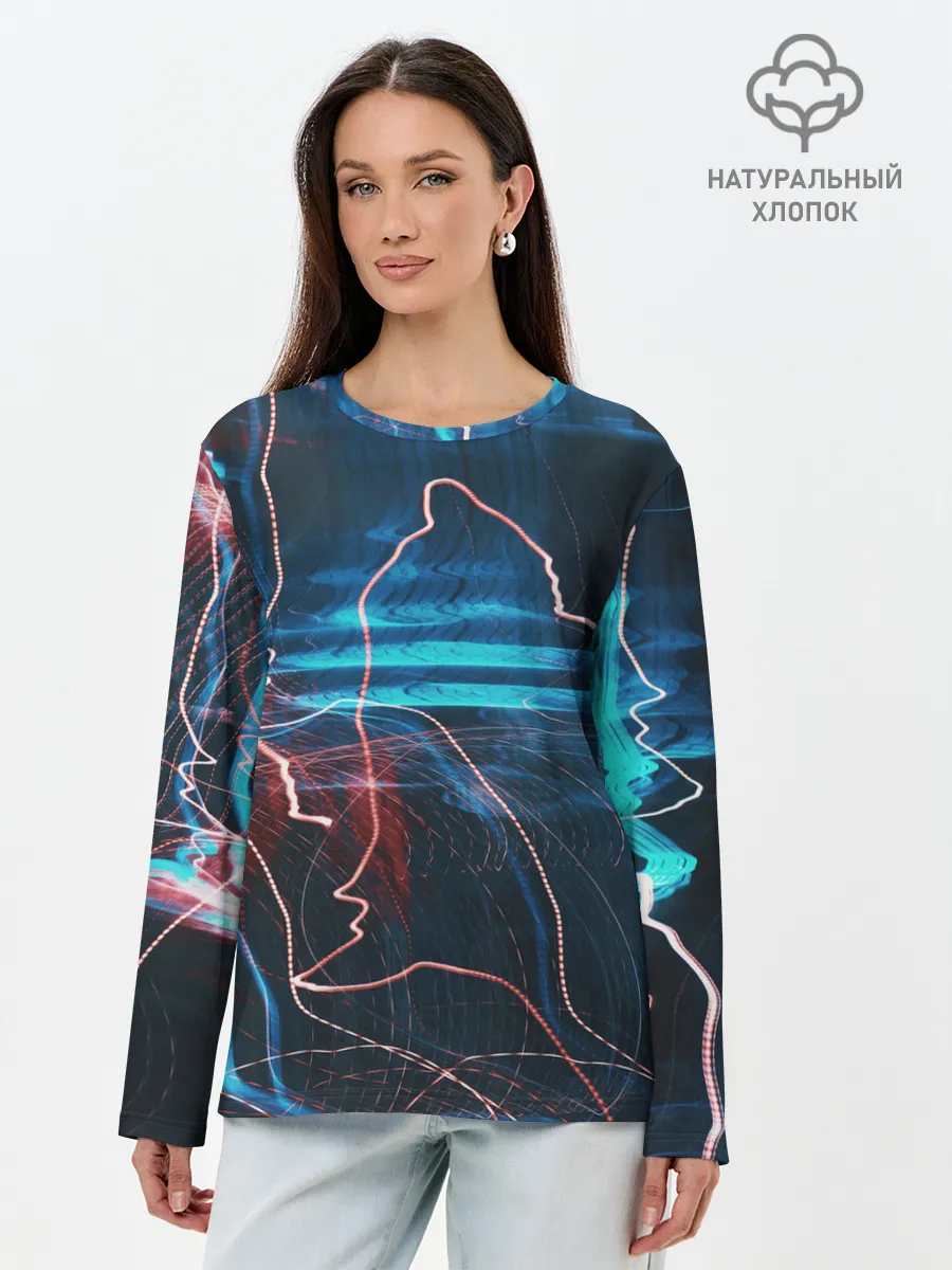 Лонгслив женский. Хлопок / Freeze Light digital art