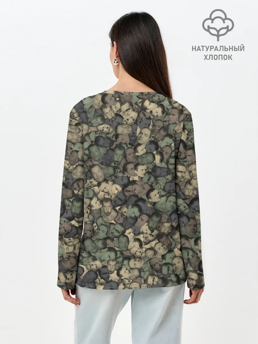 Лонгслив женский. Хлопок / Камуфляж Зеленый Слоник