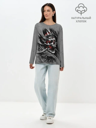 Лонгслив женский. Хлопок / Skull through metal