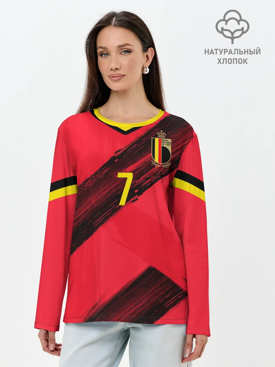 Лонгслив женский. Хлопок / De Bruyne home EURO 2020