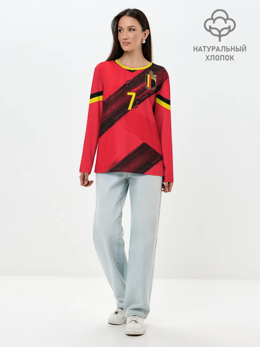 Лонгслив женский. Хлопок / De Bruyne home EURO 2020