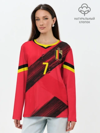 Лонгслив женский. Хлопок / De Bruyne home EURO 2020