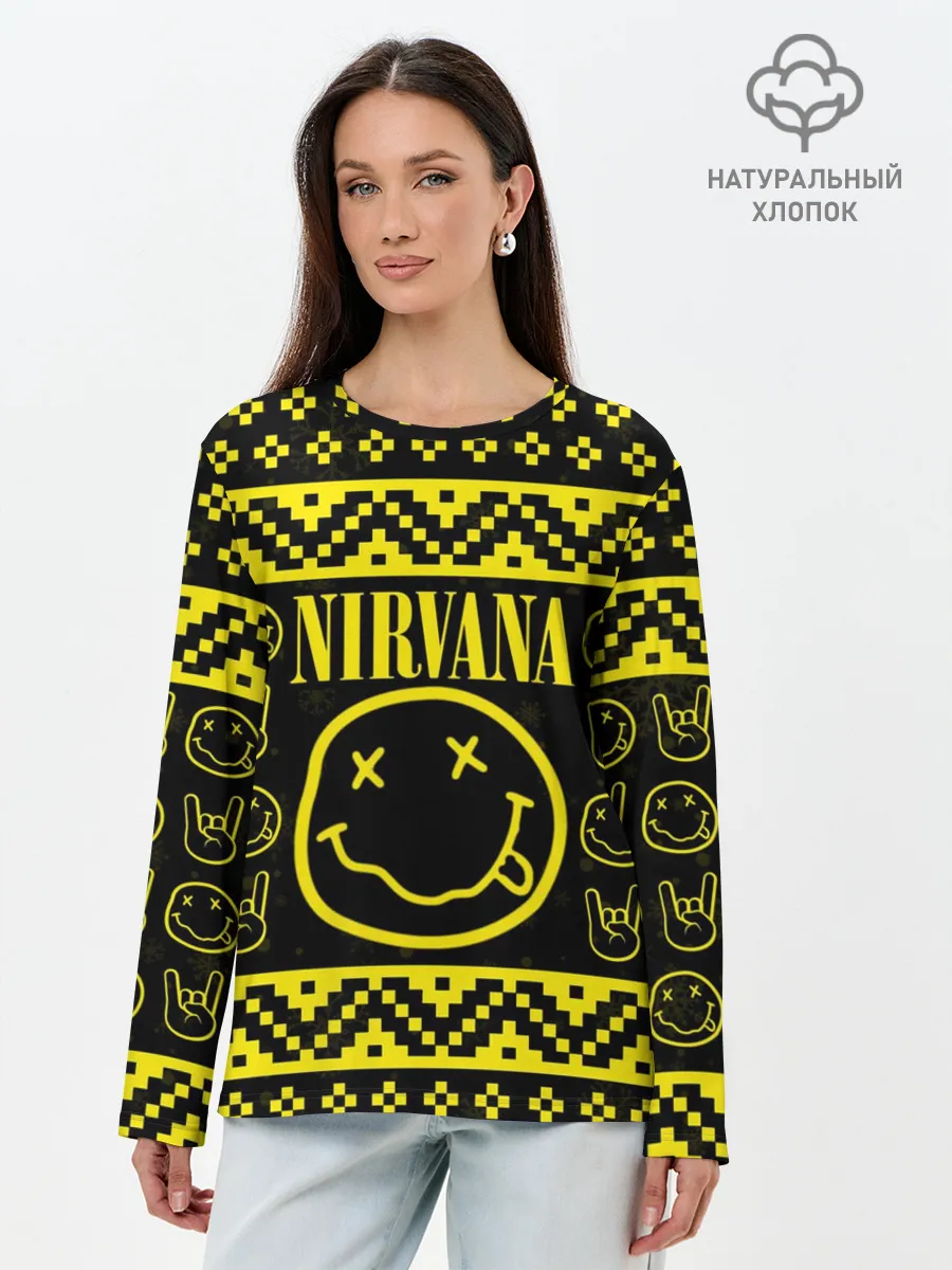 Лонгслив женский. Хлопок / НОВОГОДНЯЯ NIRVANA