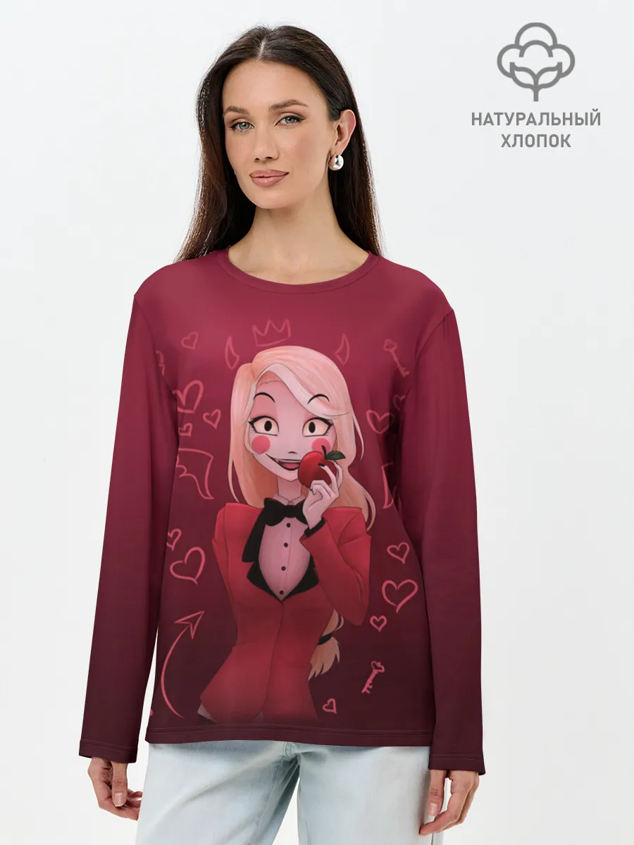 Лонгслив женский. Хлопок / Hazbin Hotel