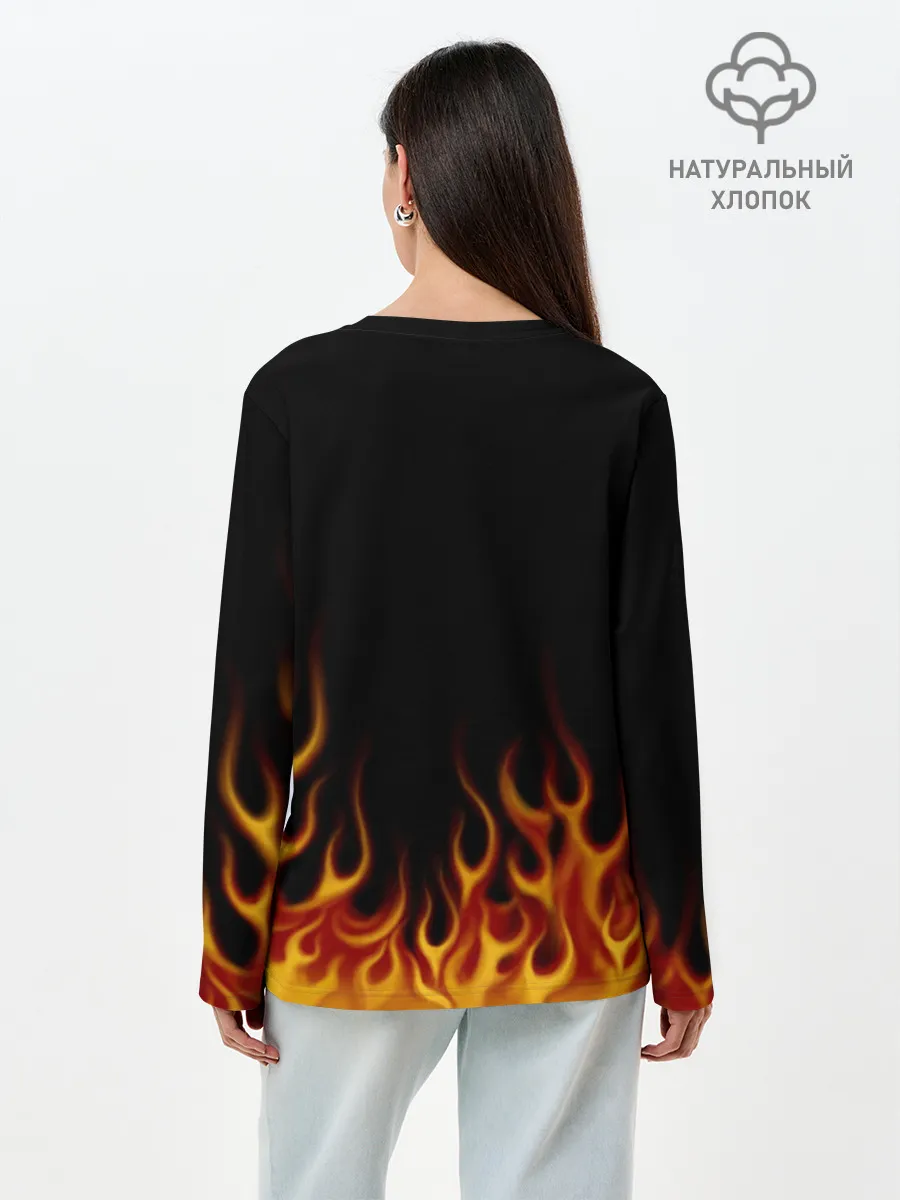 Лонгслив женский. Хлопок / Пламя Old School