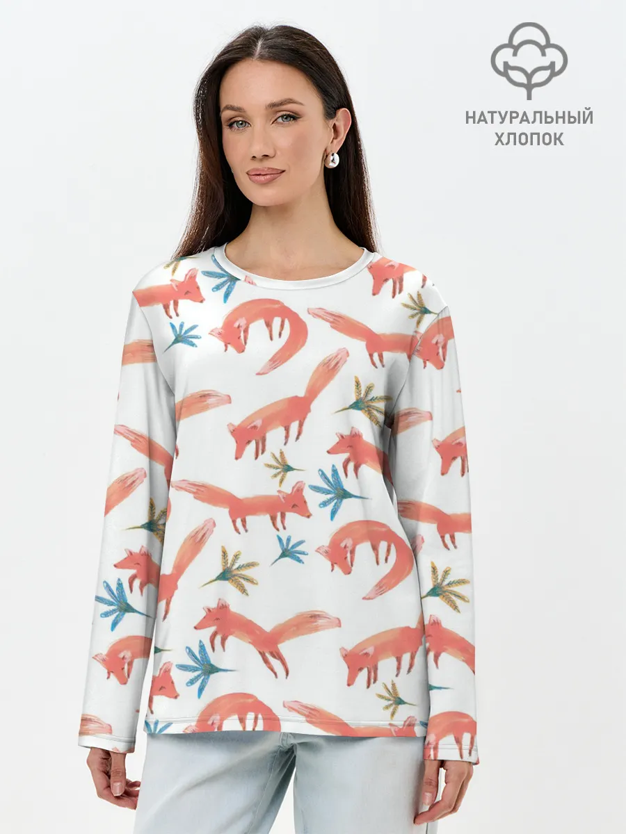 Лонгслив женский. Хлопок / Fox Pattern