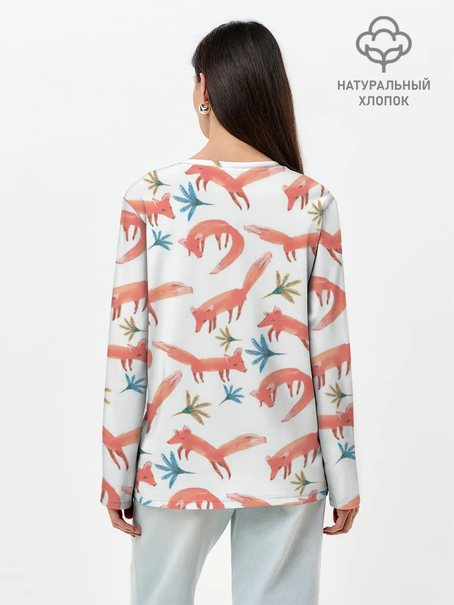 Лонгслив женский. Хлопок / Fox Pattern